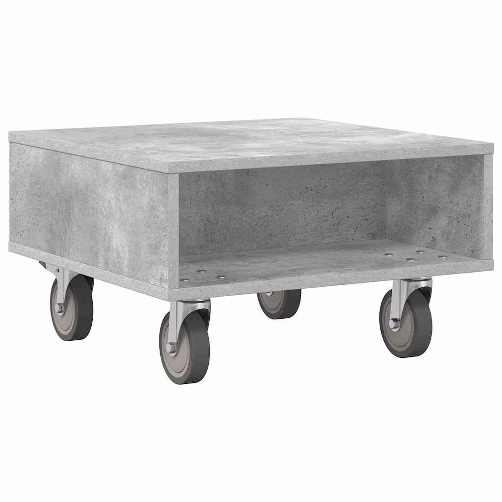 Side Table with Wheels Beton Grau 50,5 x 50 x 30 cm