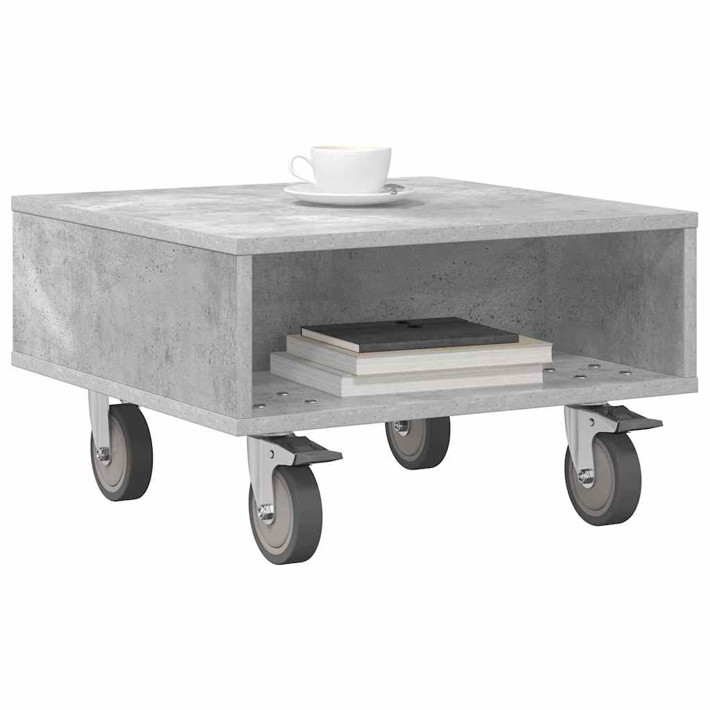 Side Table with Wheels Beton Grau 50,5 x 50 x 30 cm