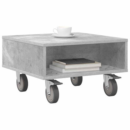 Side Table with Wheels Beton Grau 50,5 x 50 x 30 cm