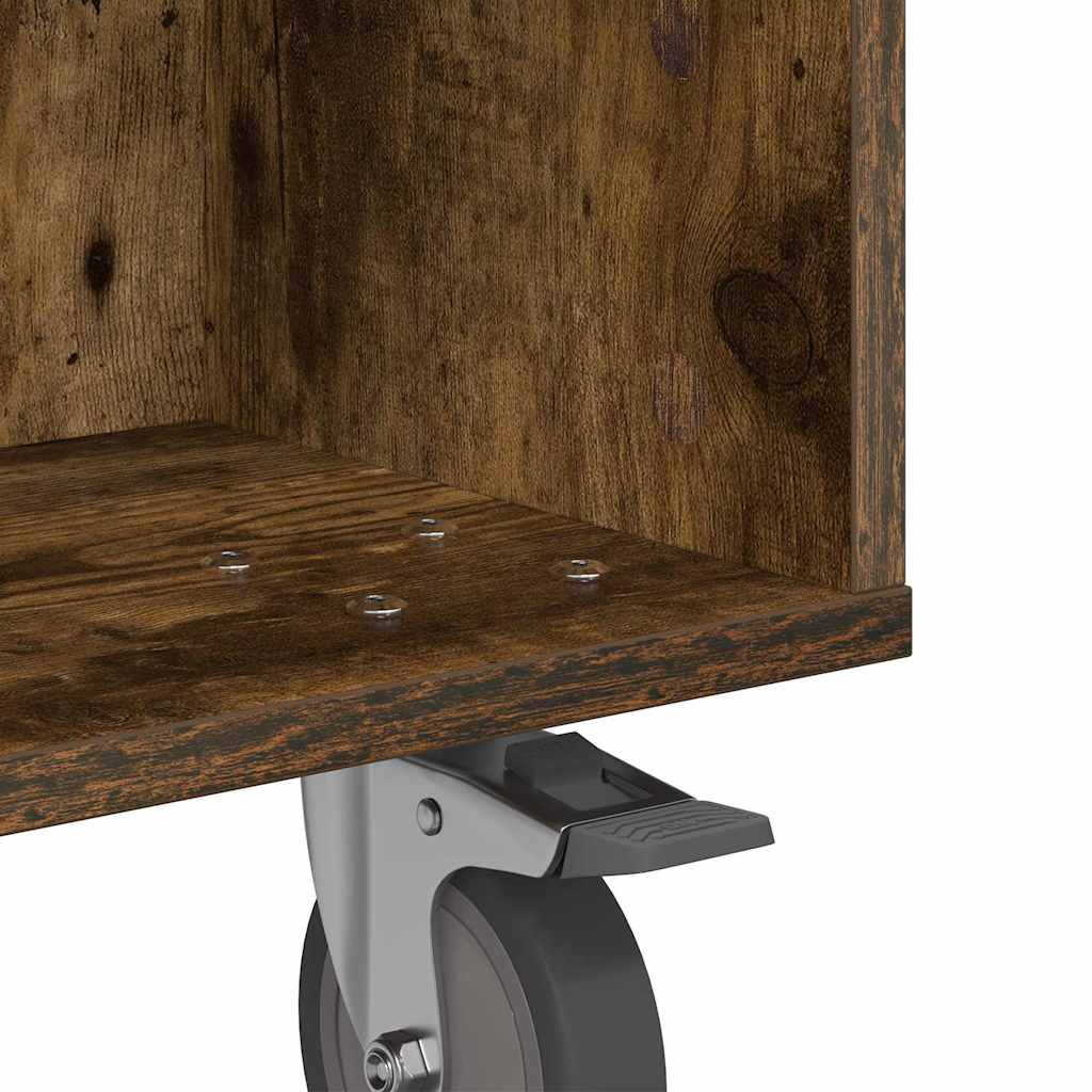 Side Table with Wheels Geräucherte Eiche 50,5 x 50 x 30 cm