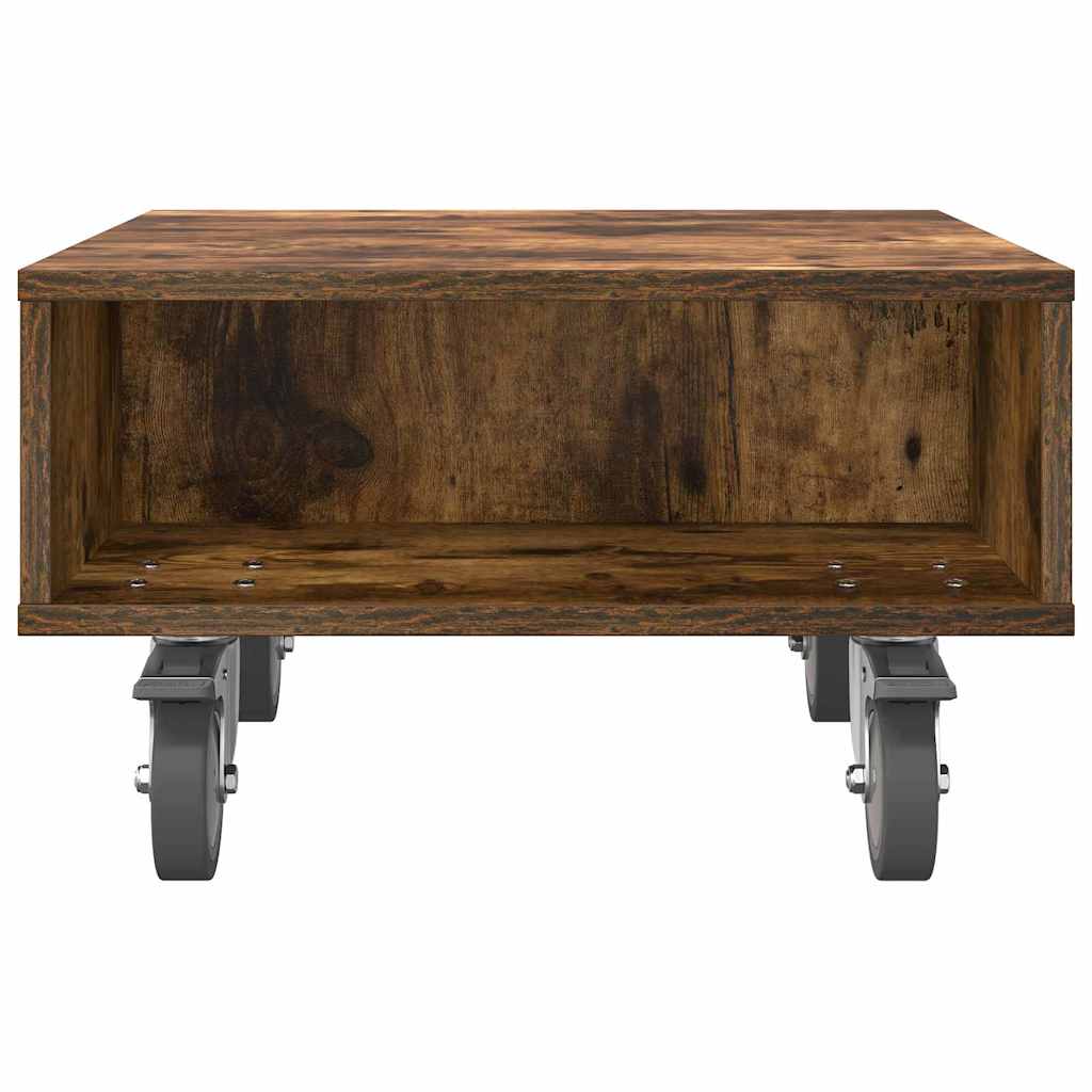 Side Table with Wheels Geräucherte Eiche 50,5 x 50 x 30 cm