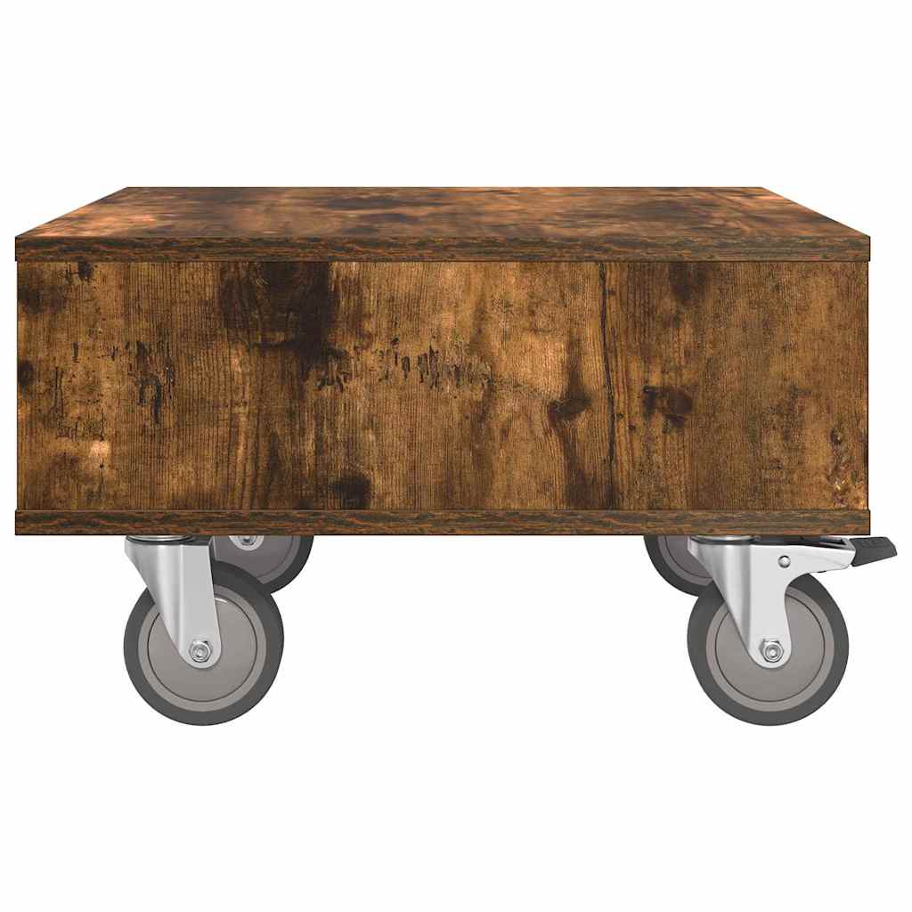 Side Table with Wheels Geräucherte Eiche 50,5 x 50 x 30 cm