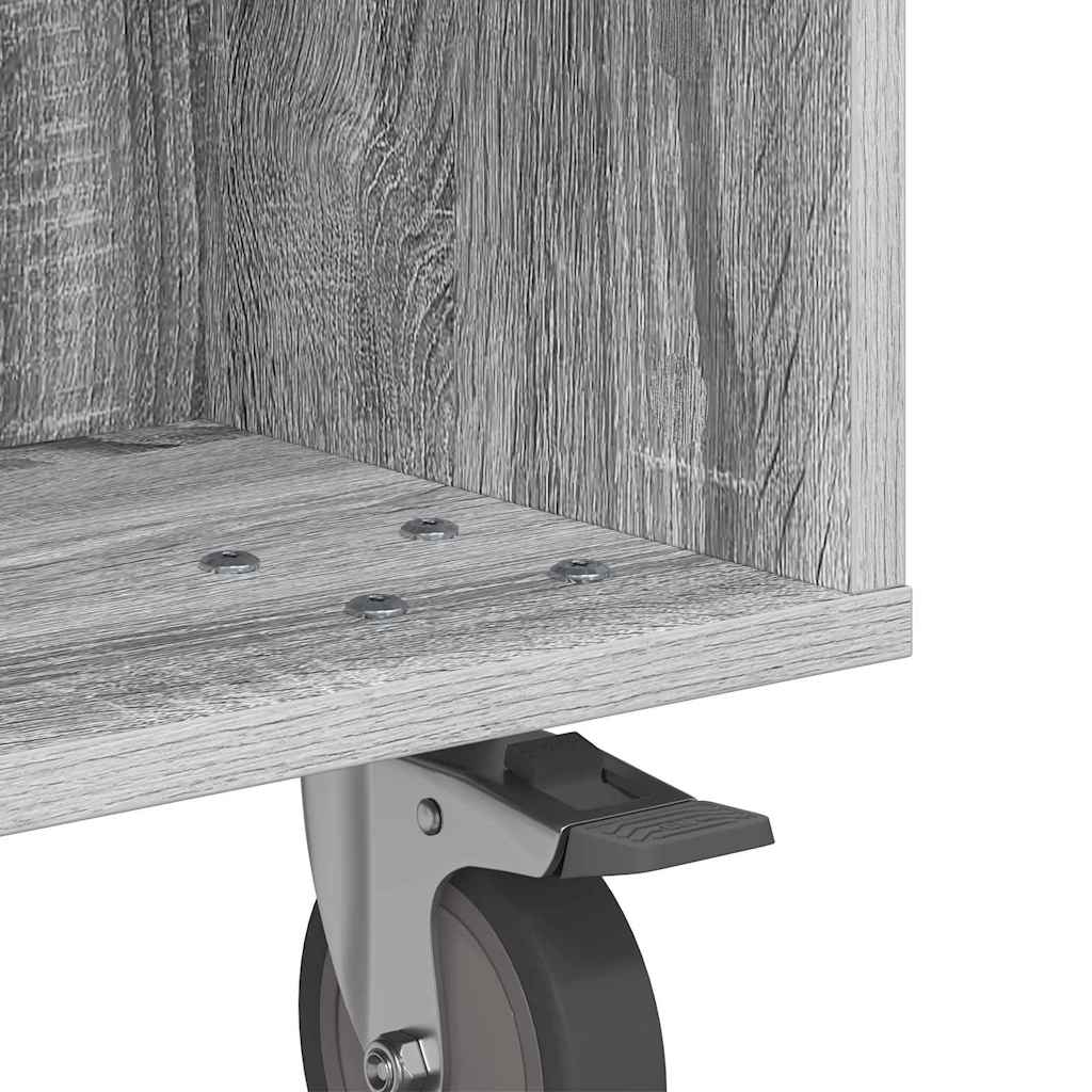 Side Table with Wheels Graues Sonoma 50,5 x 50 x 30 cm