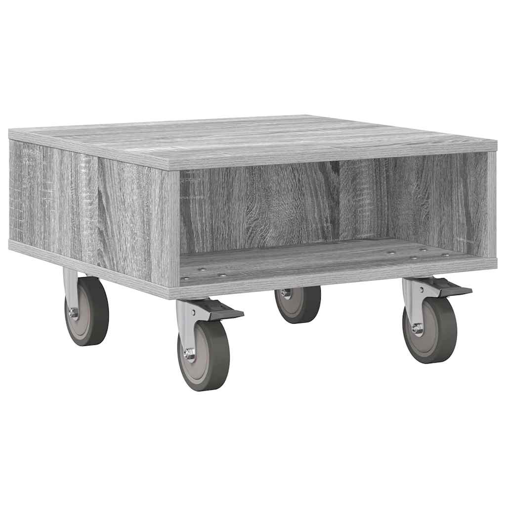 Side Table with Wheels Graues Sonoma 50,5 x 50 x 30 cm