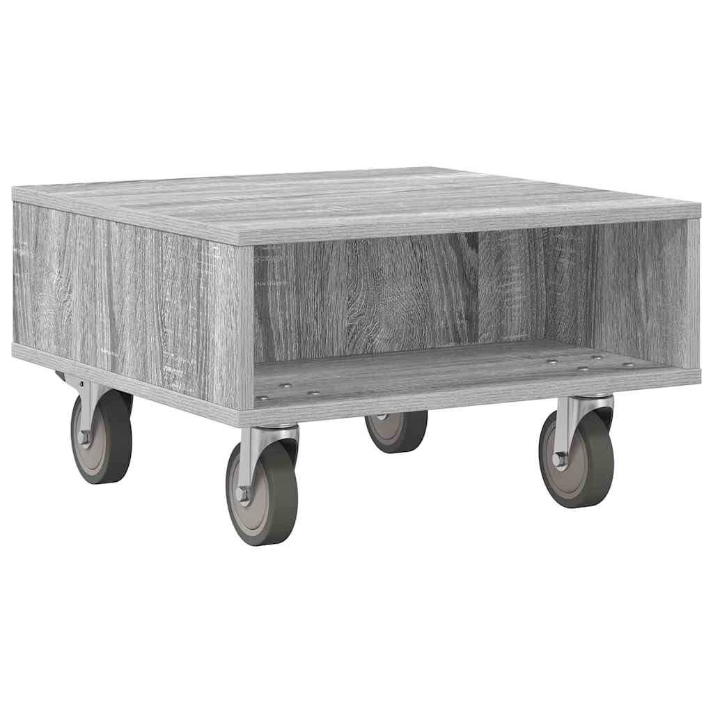 Side Table with Wheels Graues Sonoma 50,5 x 50 x 30 cm