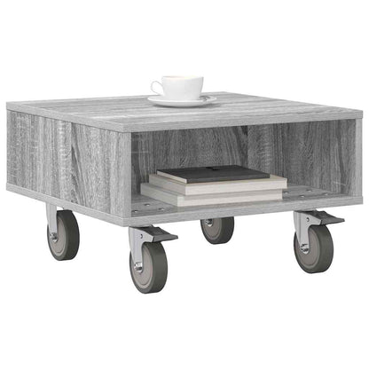 Side Table with Wheels Graues Sonoma 50,5 x 50 x 30 cm