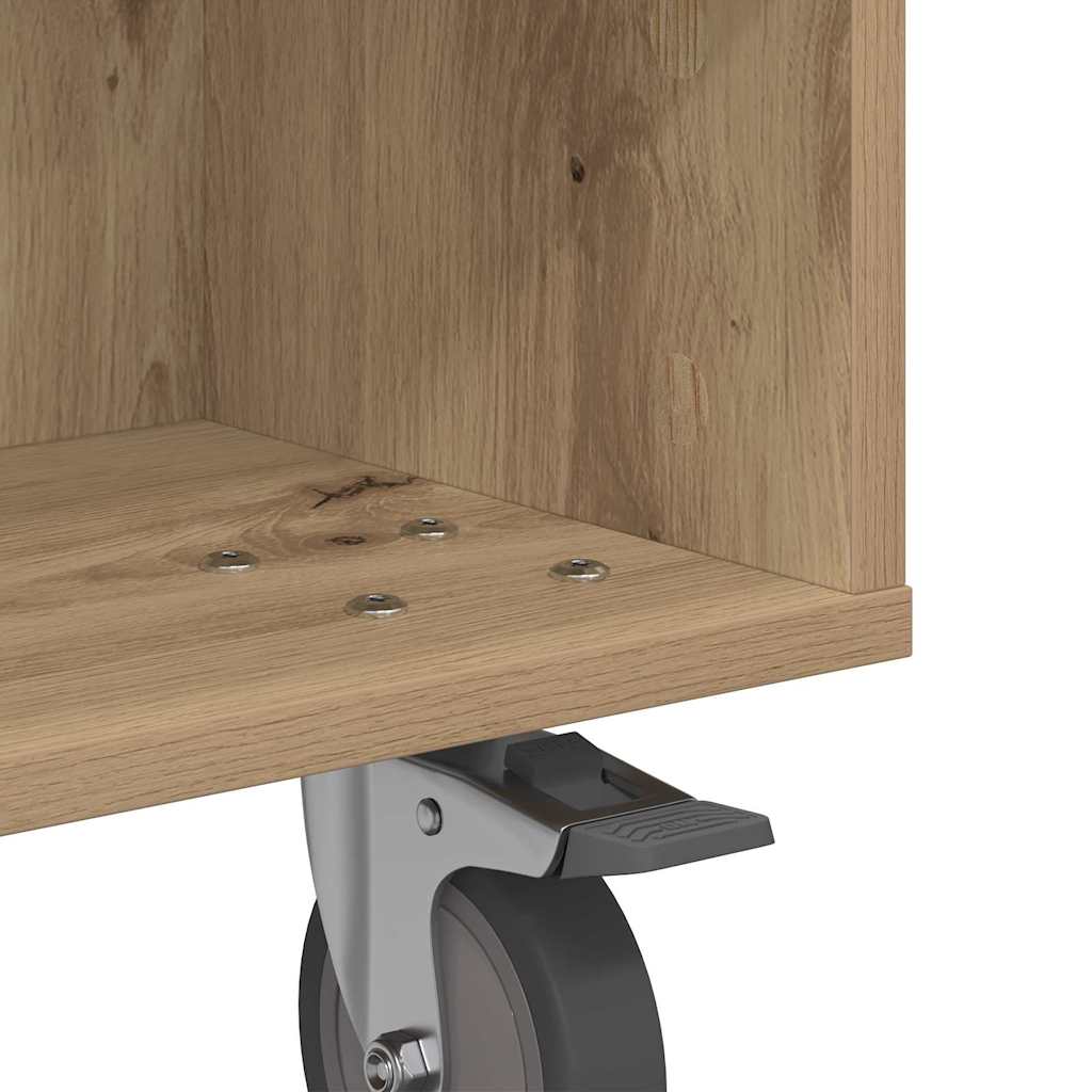 Side Table with Wheels Artisan-Eiche 50,5 x 50 x 30 cm