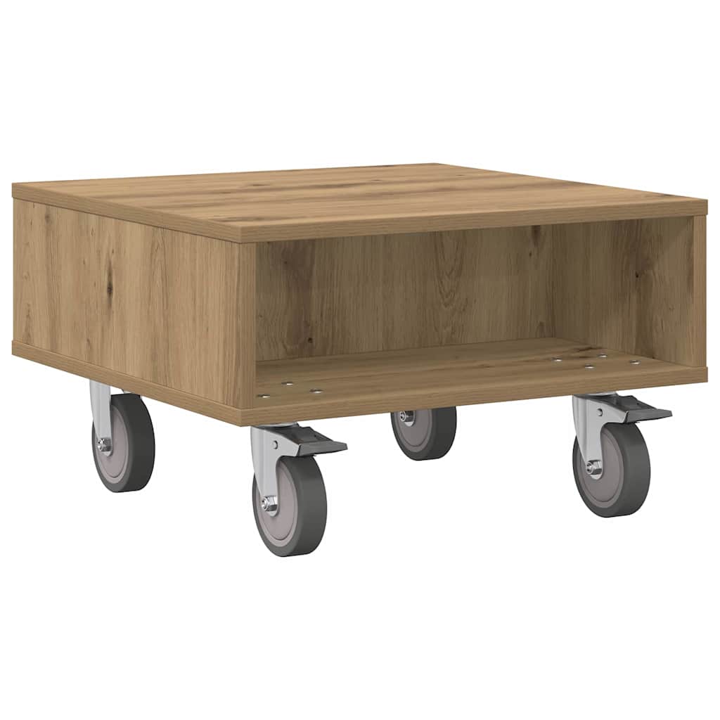 Side Table with Wheels Artisan-Eiche 50,5 x 50 x 30 cm