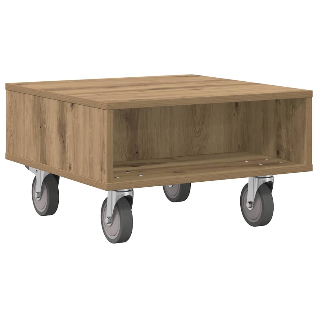 Side Table with Wheels Artisan-Eiche 50,5 x 50 x 30 cm