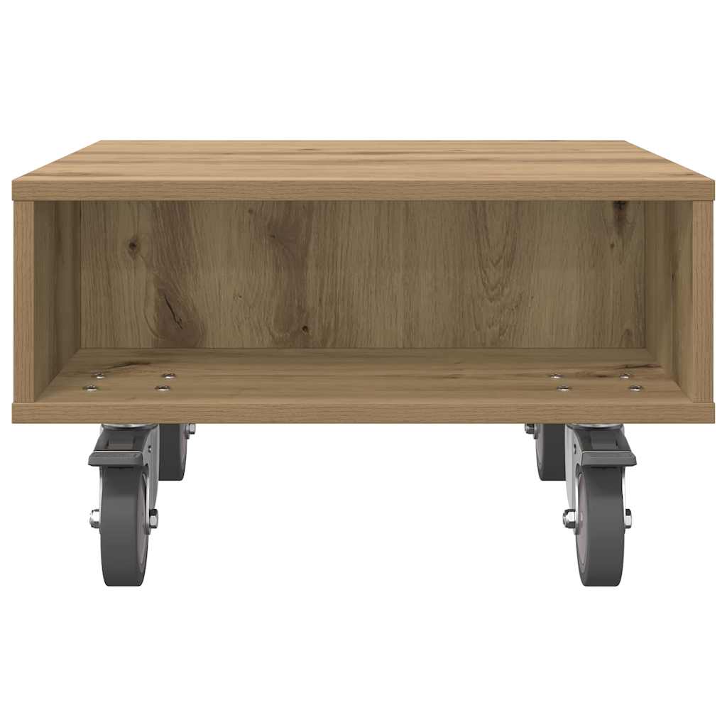 Side Table with Wheels Artisan-Eiche 50,5 x 50 x 30 cm