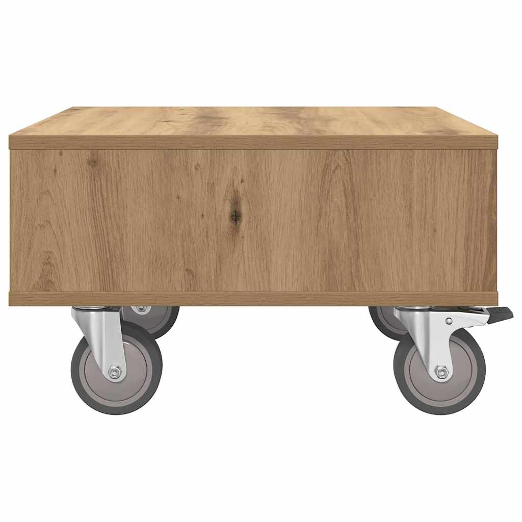 Side Table with Wheels Artisan-Eiche 50,5 x 50 x 30 cm