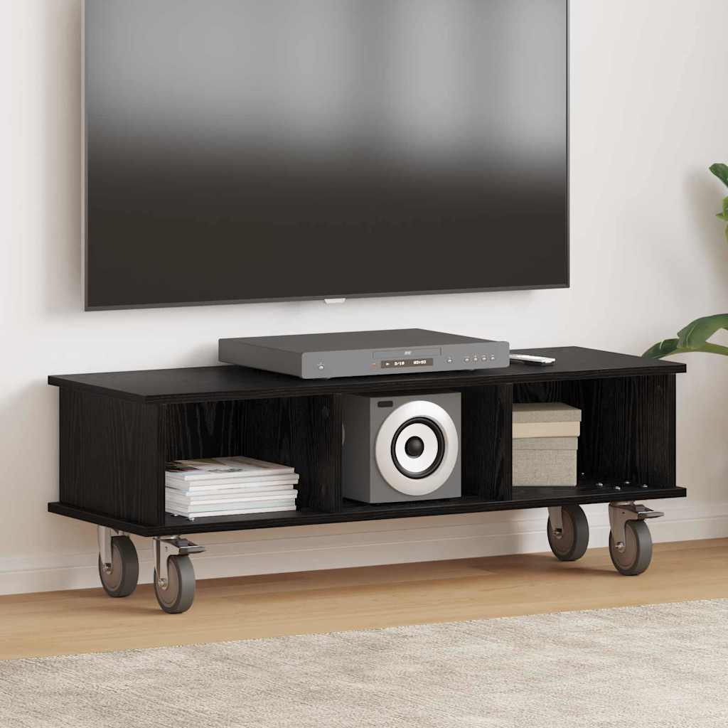 TV-Ständer 100 x 35 x 35 cm Schwarz Eichen-Optik Holzwerkstoff