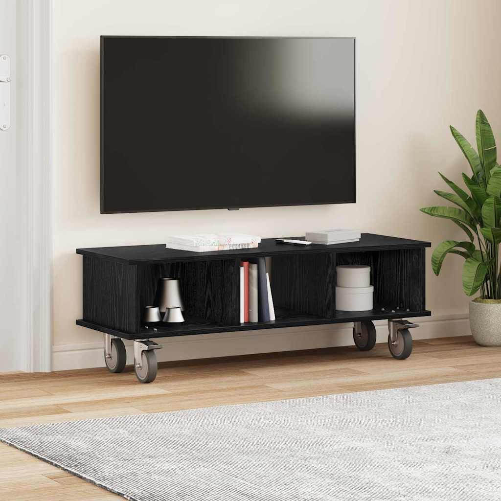 TV-Ständer 100 x 35 x 35 cm Schwarz Eichen-Optik Holzwerkstoff