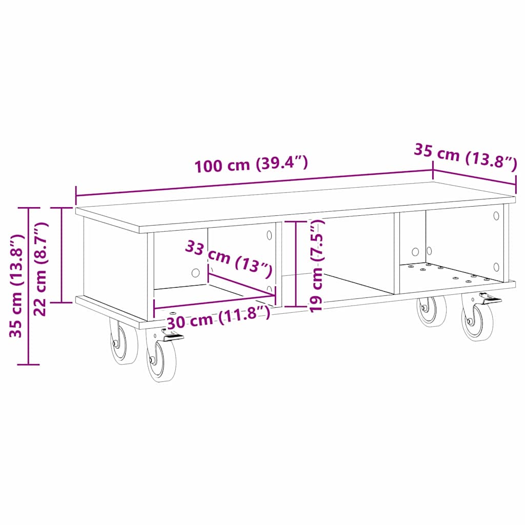 TV-Ständer 100 x 35 x 35 cm Betongrau Holzwerkstoff