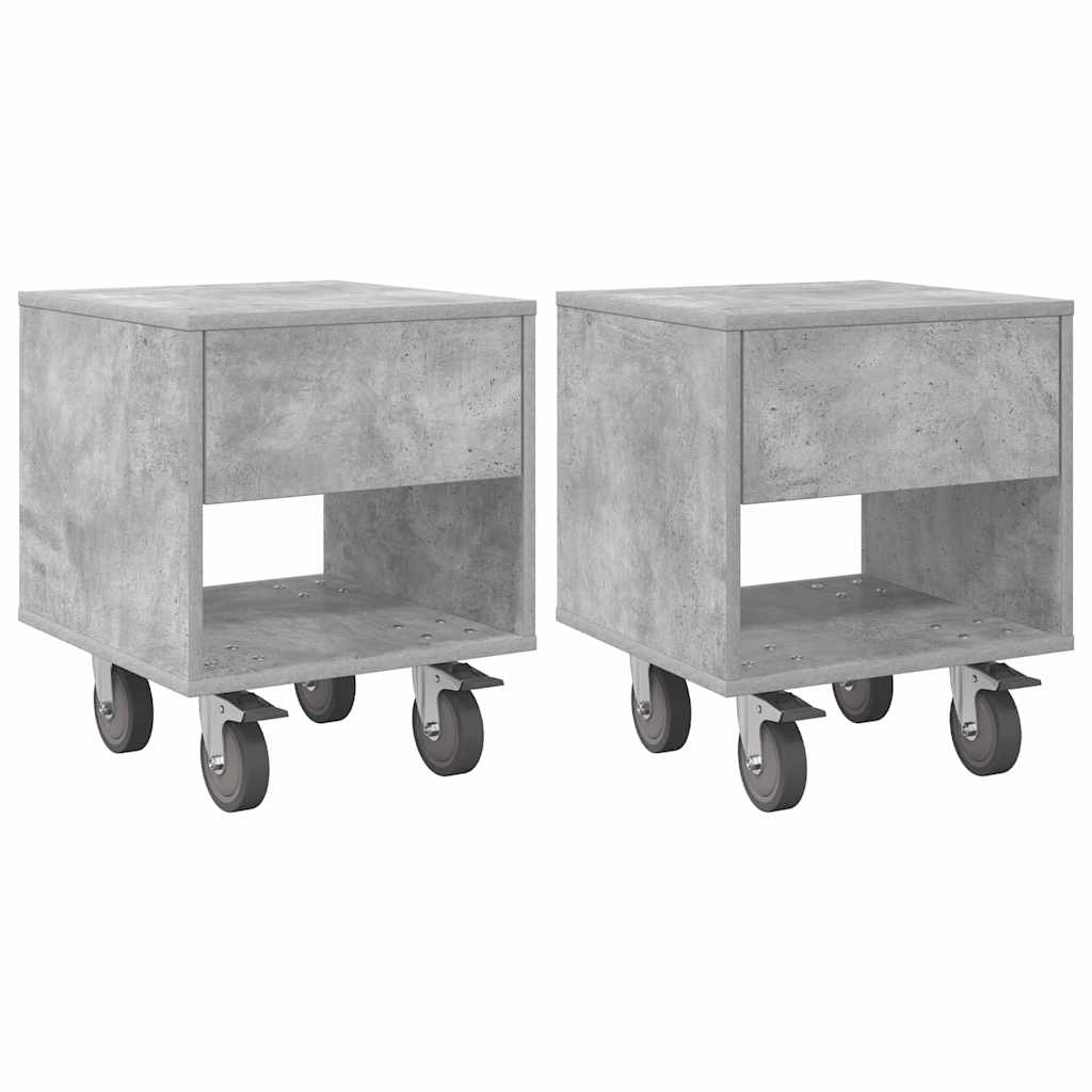 Nachttisch 2 stk. Beton Grau 40,5 x 40 x 48 cm Holzwerkstoff