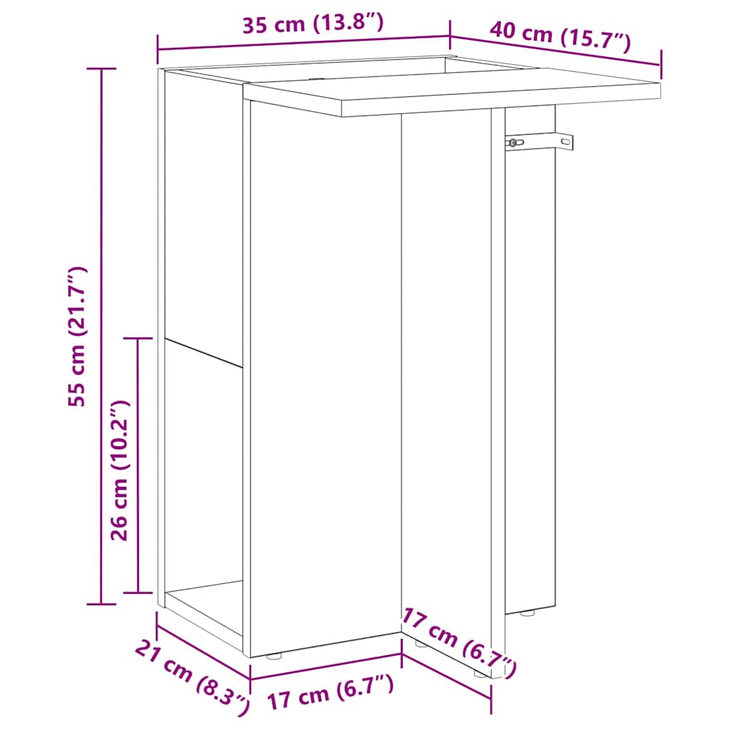Beistelltisch Artisan-Eiche 35 x 40 x 55 cm Holzwerkstoff