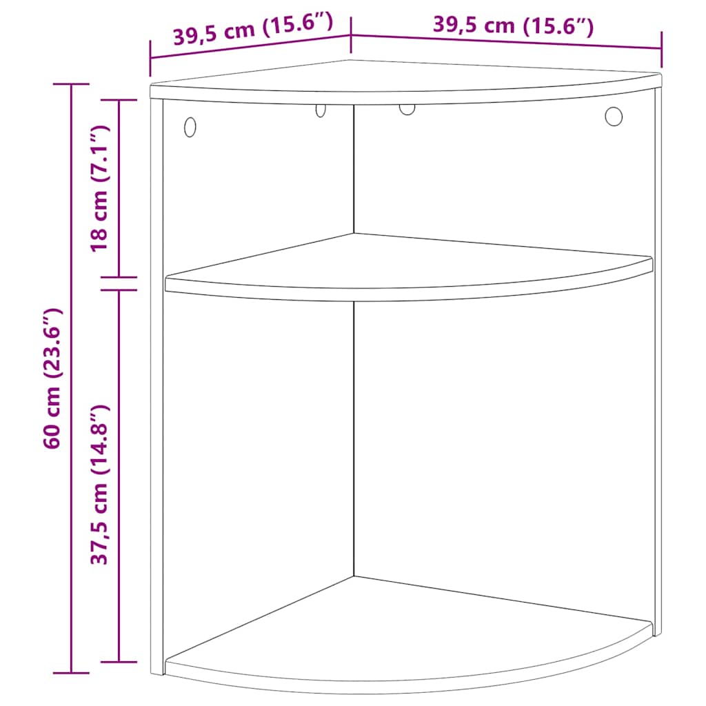 Beistelltisch Sonoma-Eiche 39,7 x 39,7 x 60 cm Holzwerkstoff
