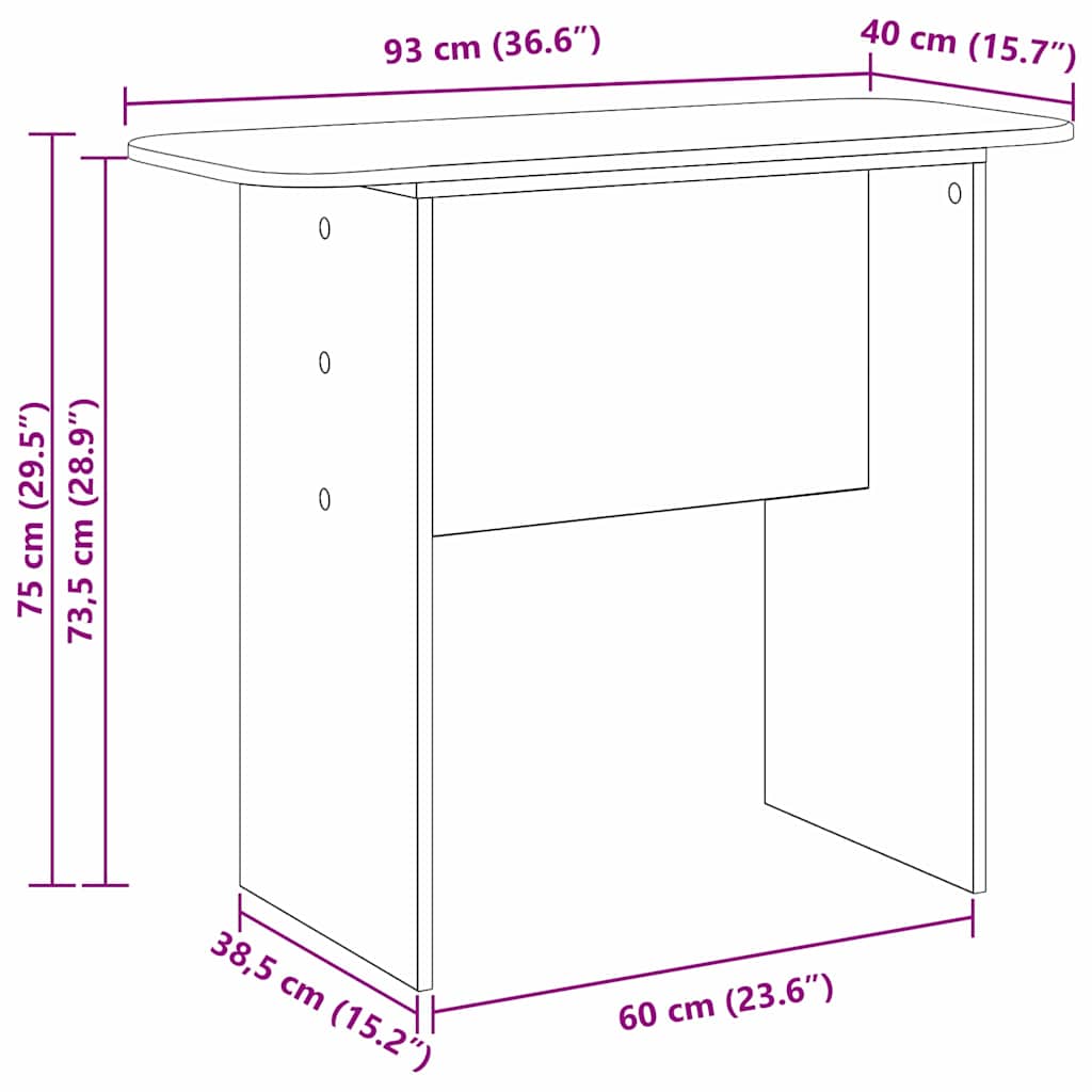 Konsolentisch Sonoma-Eiche 93 x 40 x 75 cm Holzwerkstoff