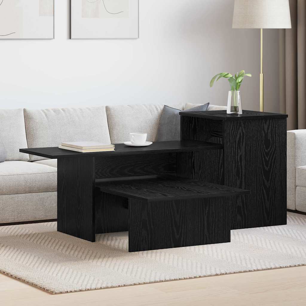 Konsolentisch Schwarz Eichen-Optik 91,5 x 35 x 38,5 cm