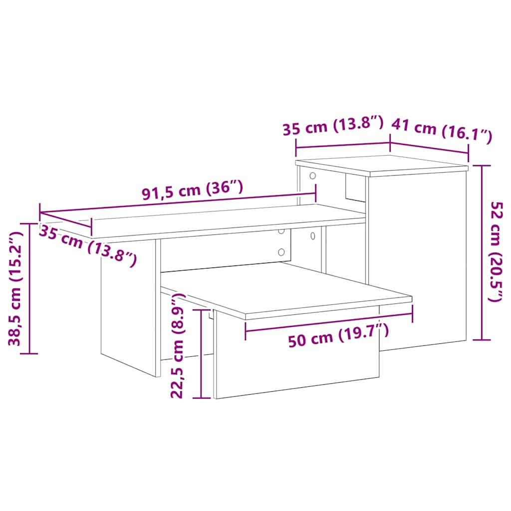 Konsolentisch Sonoma-Eiche 91,5 x 35 x 38,5 cm Holzwerkstoff