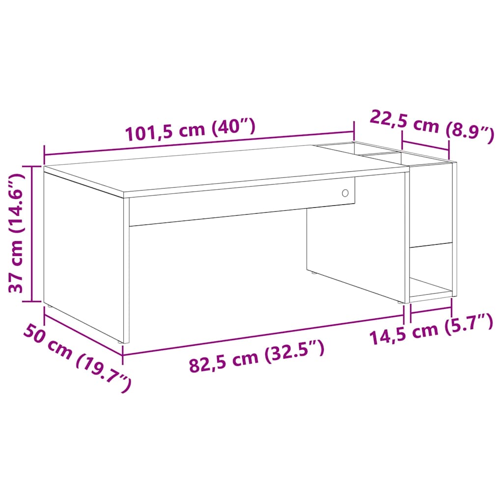 Couchtisch Schwarz Eichen-Optik 101,5 x 50 x 37 cm
