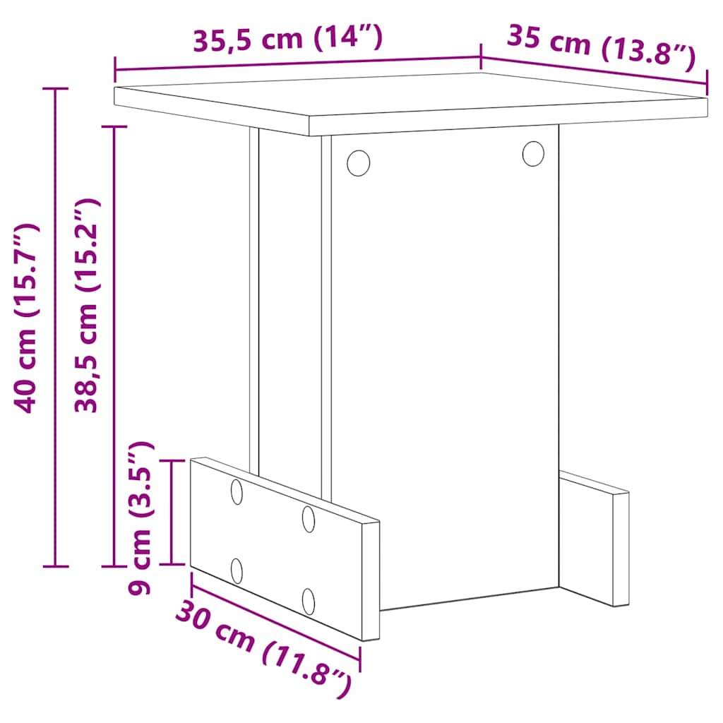 Beistelltisch Artisan-Eiche 35,5 x 35 x 40 cm Holzwerkstoff