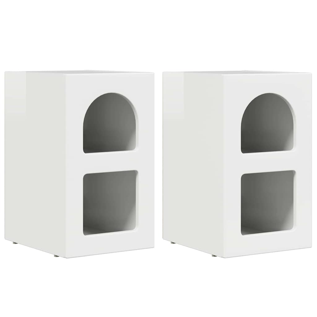 Nachttisch ELST 2 Stk. Hochglanz Weiß 29,5 x 33,5 x 50 cm