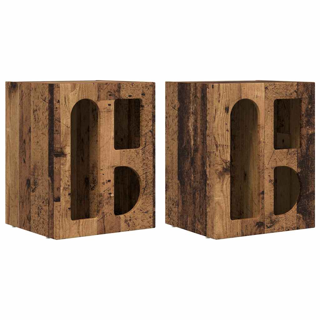 Nachttisch ELST 2 stk. Altholz 40 x 35 x 50 cm Holzwerkstoff