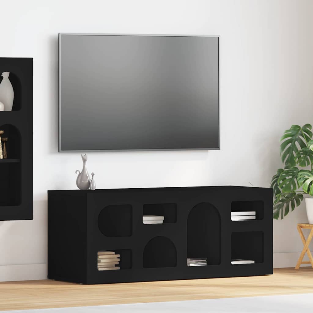 TV-Schränk ELST 100 x 35 x 40 cm Schwarz Holzwerkstoff