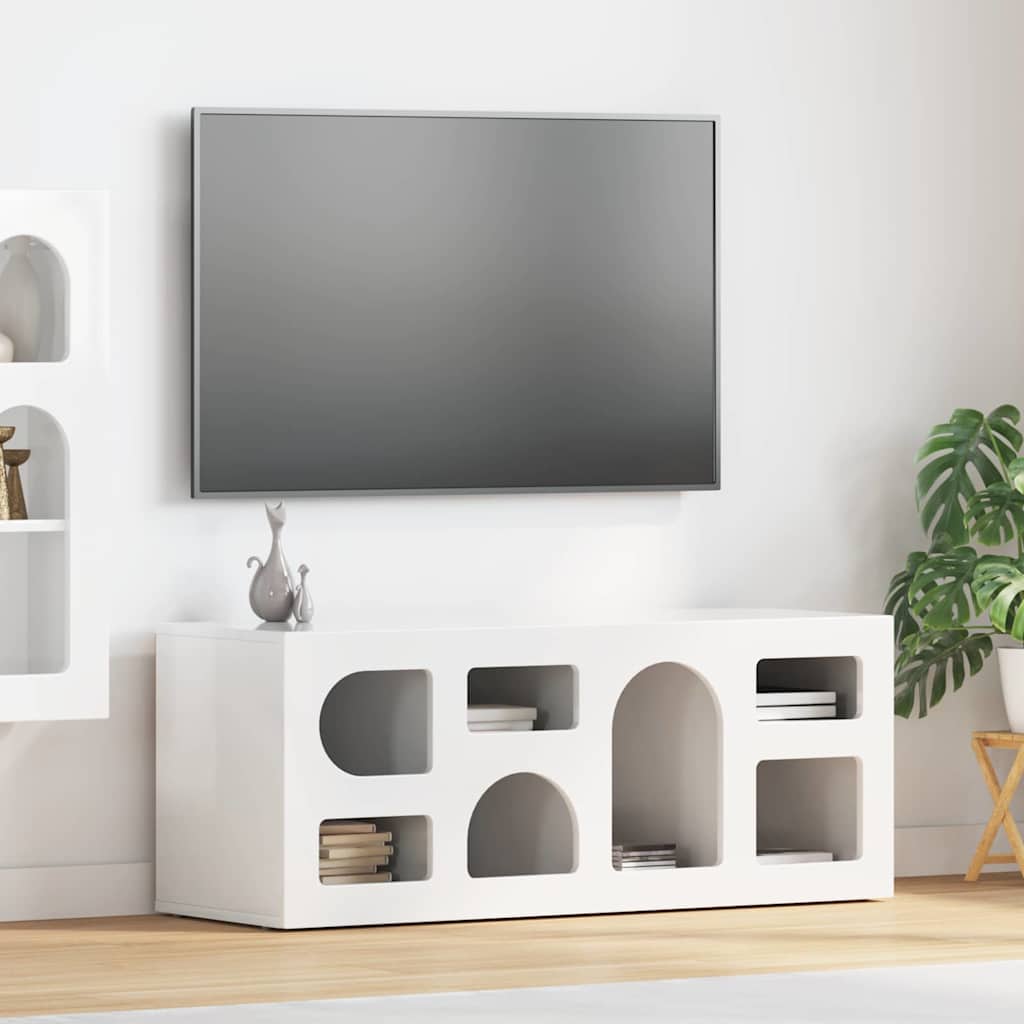 TV-Schränk ELST 100 x 35 x 40 cm Hochglanz Weiß Holzwerkstoff