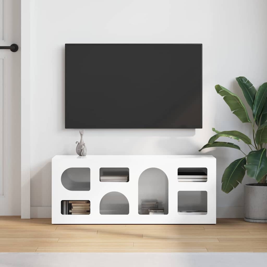 TV-Schränk ELST 100 x 35 x 40 cm Hochglanz Weiß Holzwerkstoff