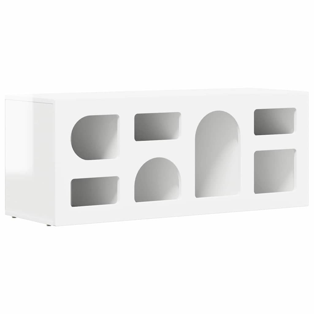 TV-Schränk ELST 100 x 35 x 40 cm Hochglanz Weiß Holzwerkstoff