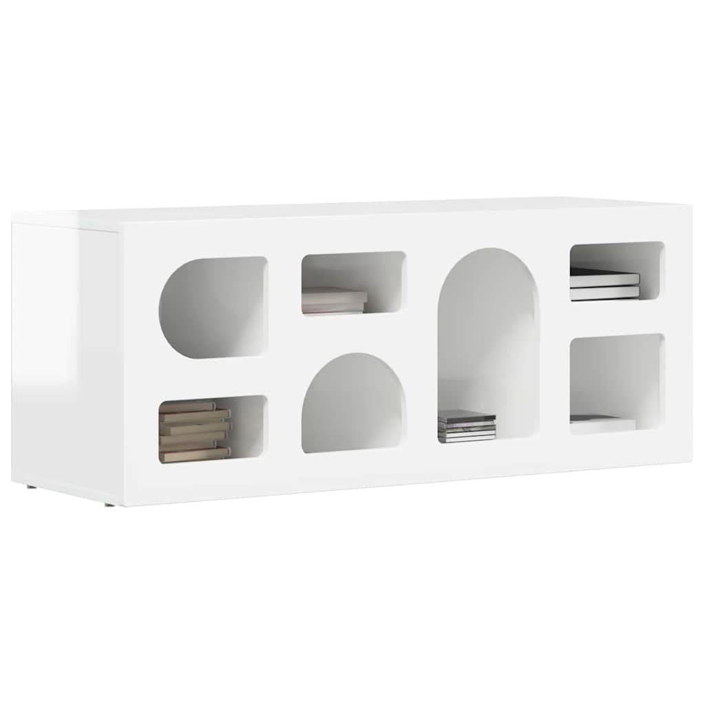 TV-Schränk ELST 100 x 35 x 40 cm Hochglanz Weiß Holzwerkstoff