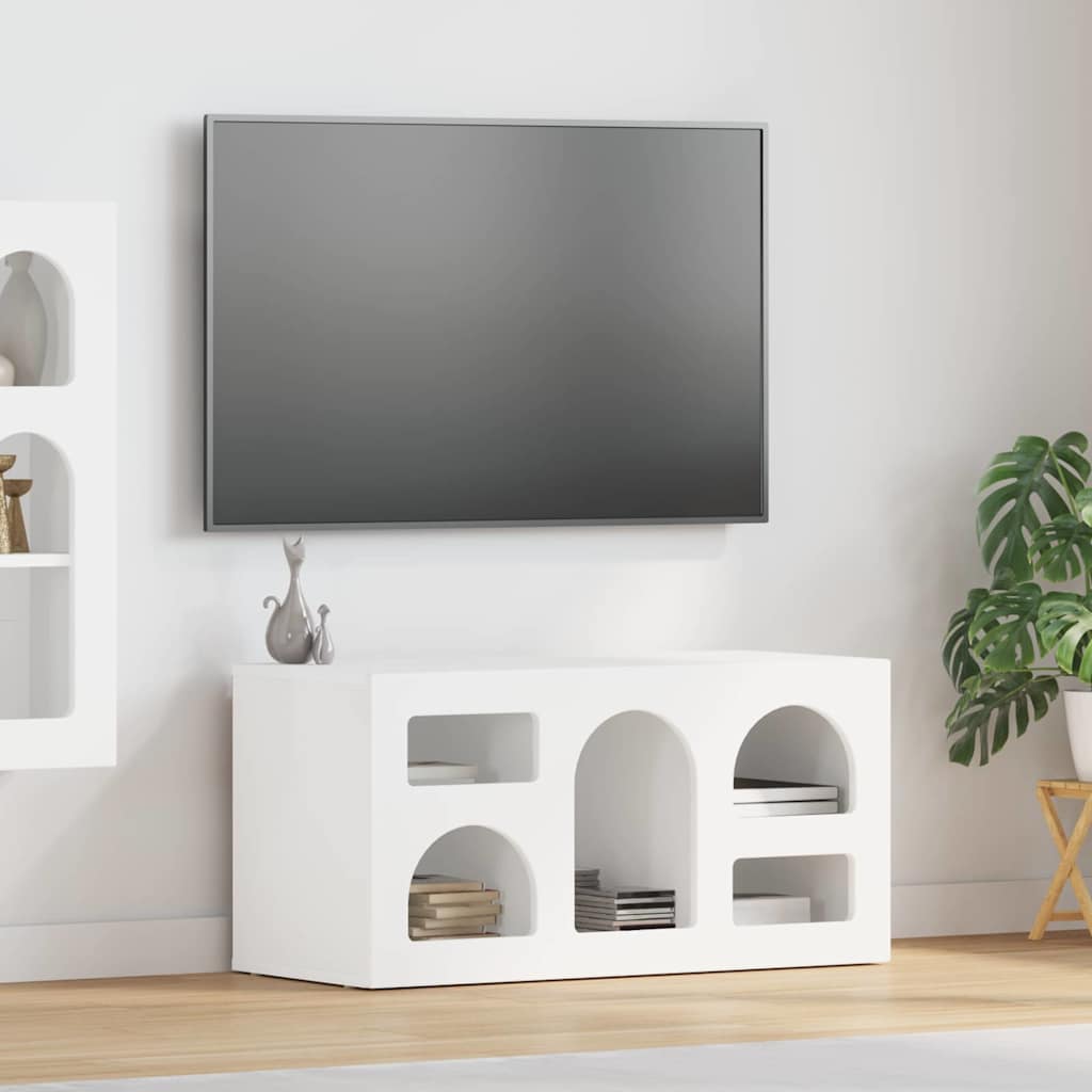 TV-Schränk ELST 80 x 35 x 40 cm Weiß Holzwerkstoff