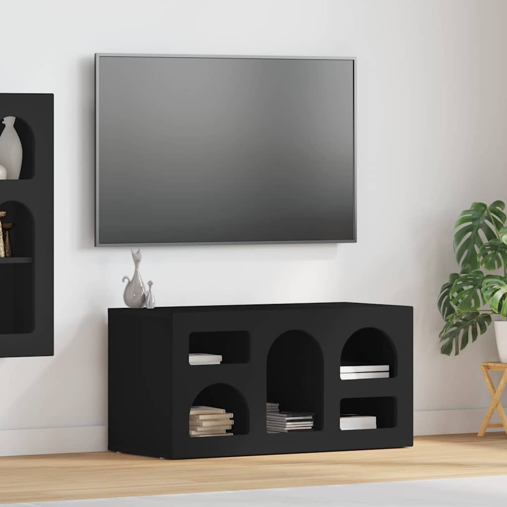 TV-Schränk ELST 80 x 35 x 40 cm Schwarz Holzwerkstoff
