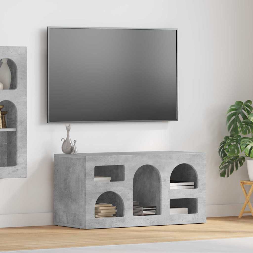 TV-Schränk ELST 80 x 35 x 40 cm Betongrau Holzwerkstoff