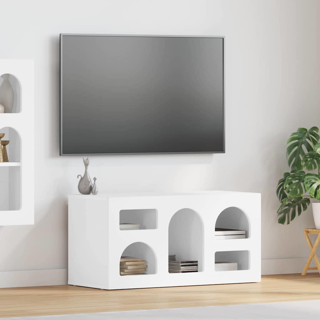 TV-Schränk ELST 80 x 35 x 40 cm Hochglanz Weiß Holzwerkstoff
