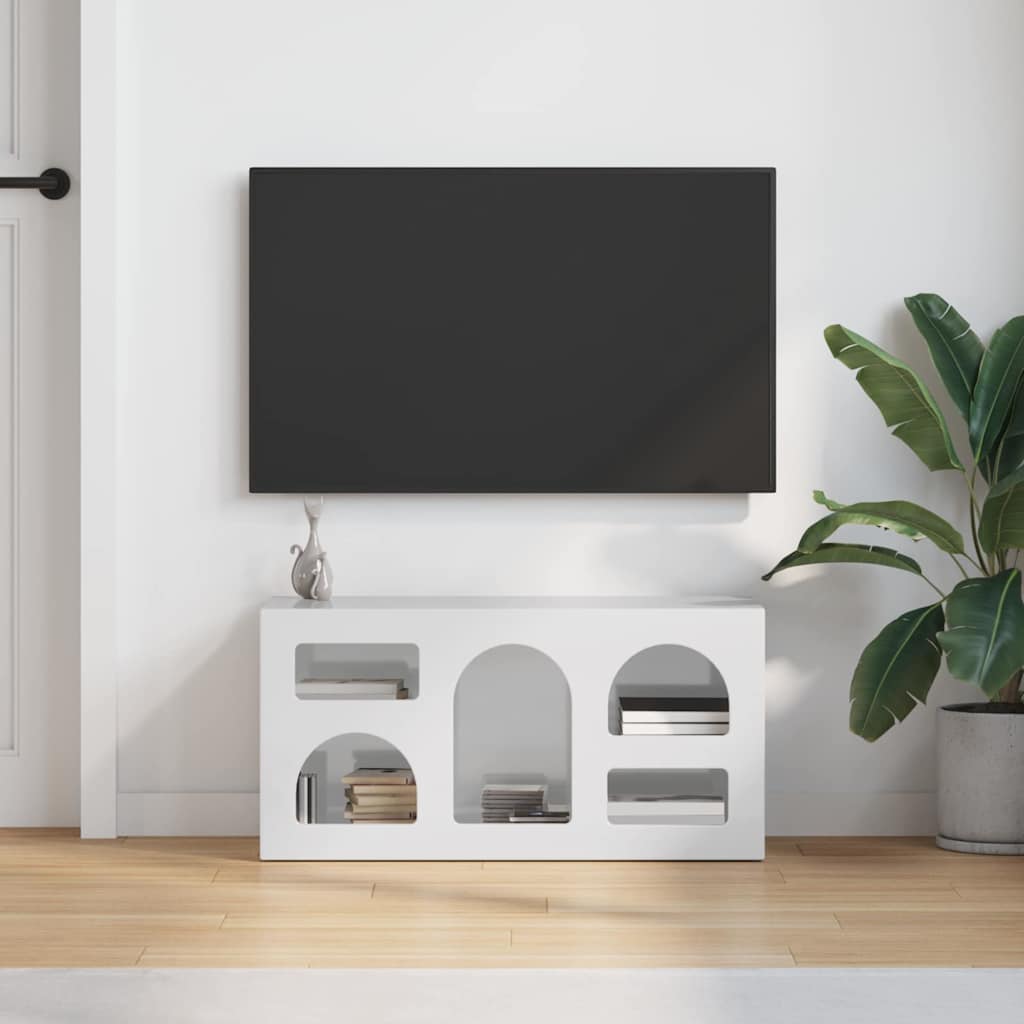 TV-Schränk ELST 80 x 35 x 40 cm Hochglanz Weiß Holzwerkstoff
