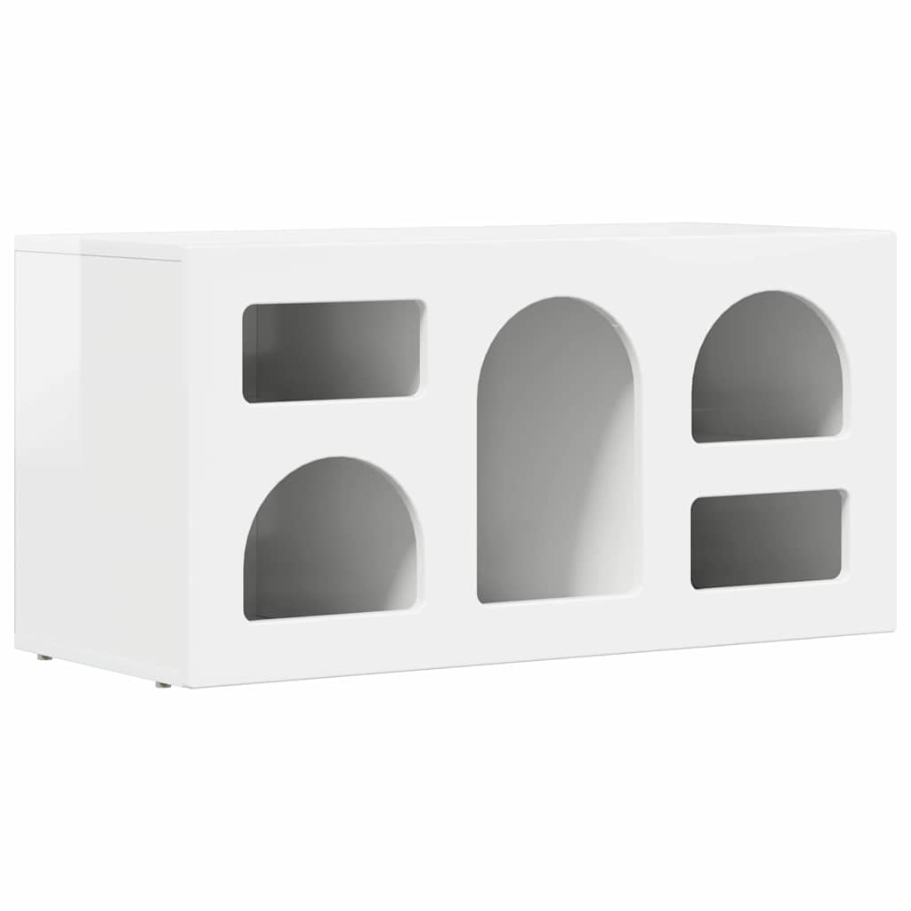 TV-Schränk ELST 80 x 35 x 40 cm Hochglanz Weiß Holzwerkstoff