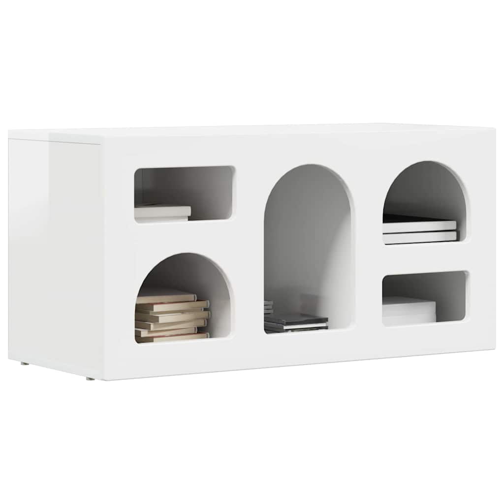 TV-Schränk ELST 80 x 35 x 40 cm Hochglanz Weiß Holzwerkstoff