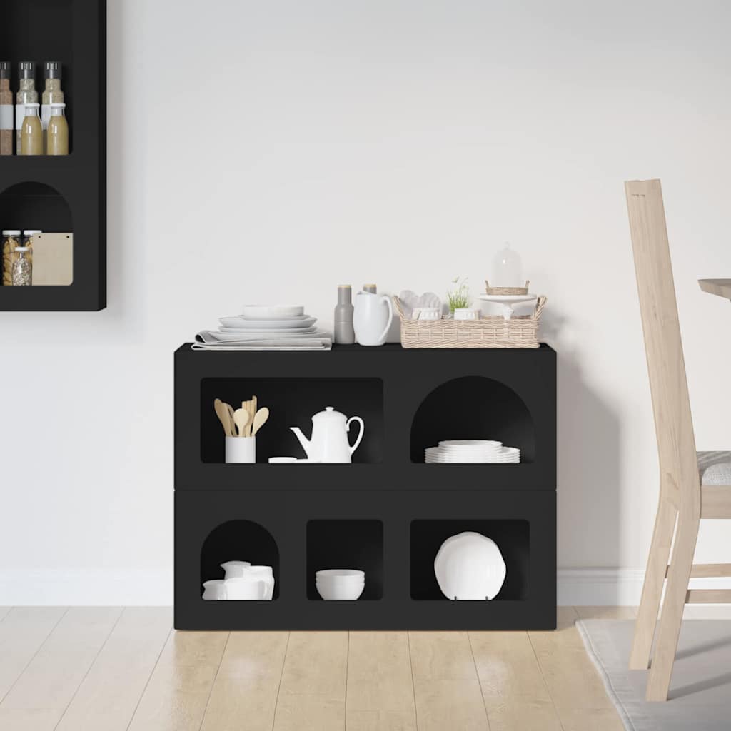 Sideboard ELST Schwarz 80,5 x 35 x 59 cm Holzwerkstoff
