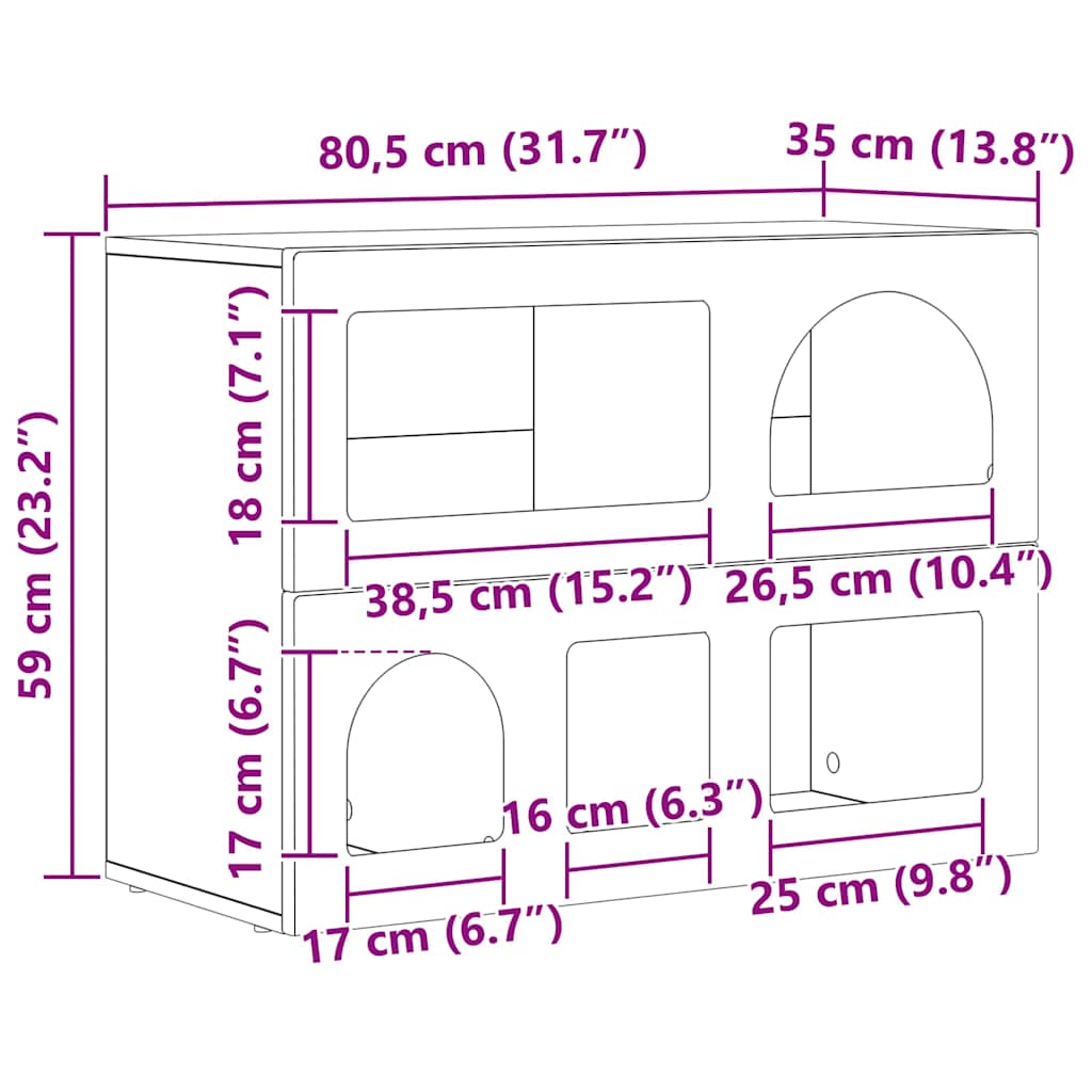 Sideboard ELST Sonoma-Eiche 80,5 x 35 x 59 cm Holzwerkstoff