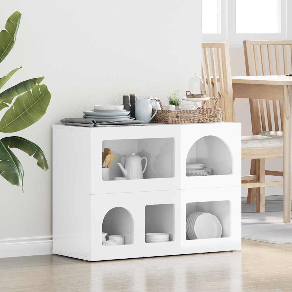 Sideboard ELST Hochglanz Weiß 80,5 x 35 x 59 cm Holzwerkstoff