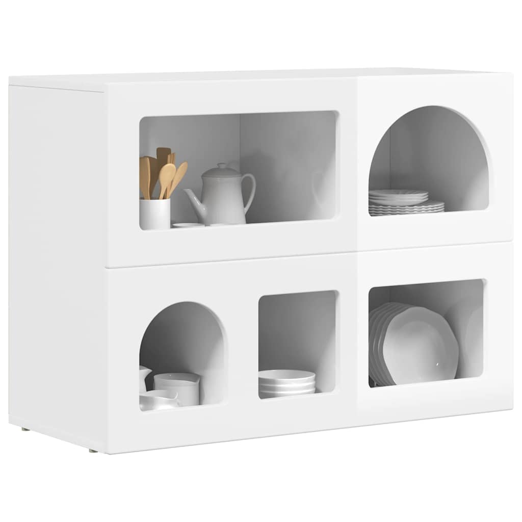 Sideboard ELST Hochglanz Weiß 80,5 x 35 x 59 cm Holzwerkstoff