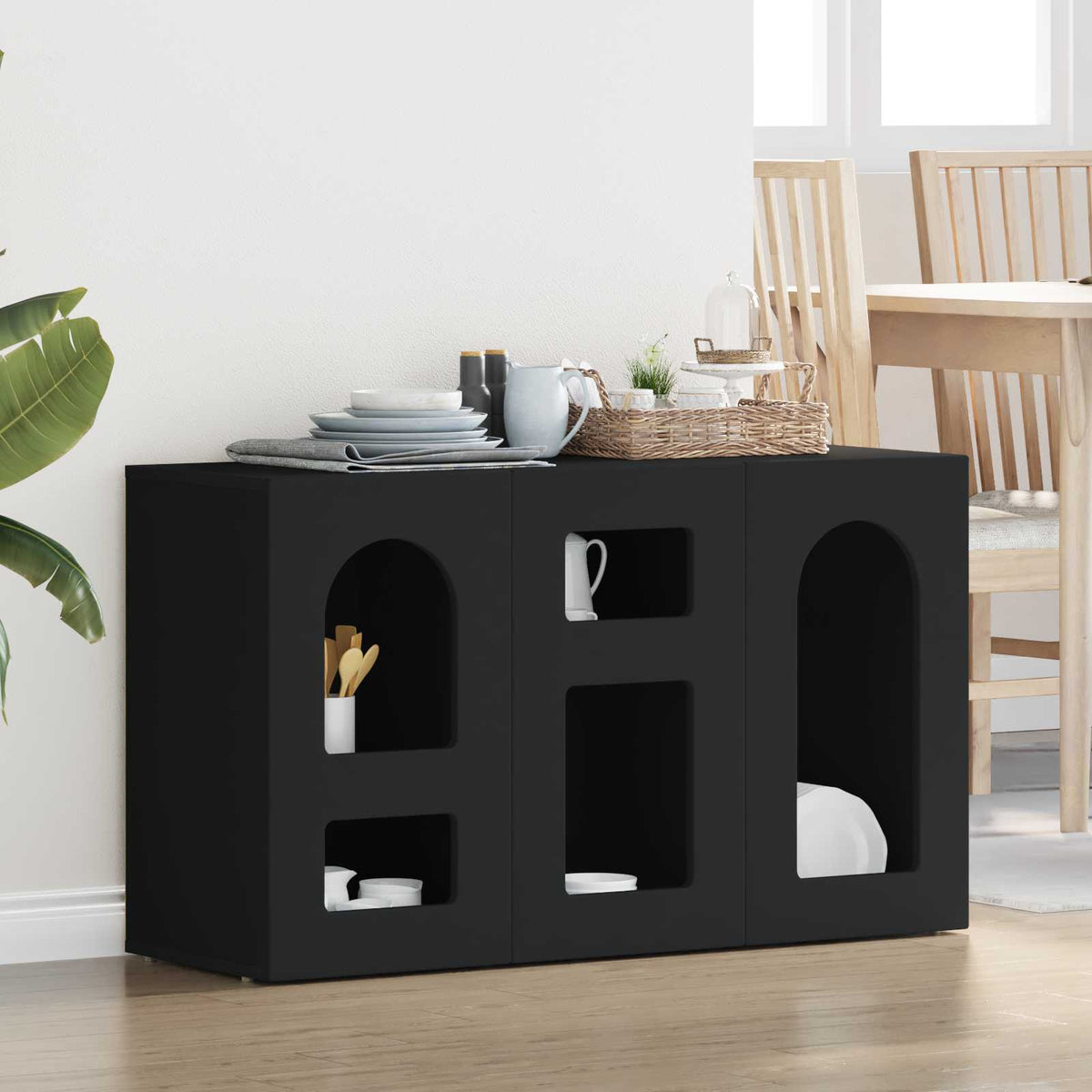 Sideboard ELST Schwarz 100 x 35 x 59 cm Holzwerkstoff