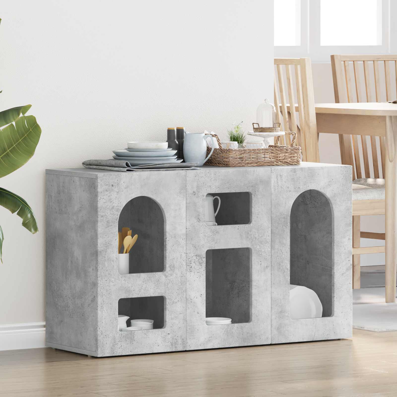 Sideboard ELST Beton Grau 100 x 35 x 59 cm Holzwerkstoff
