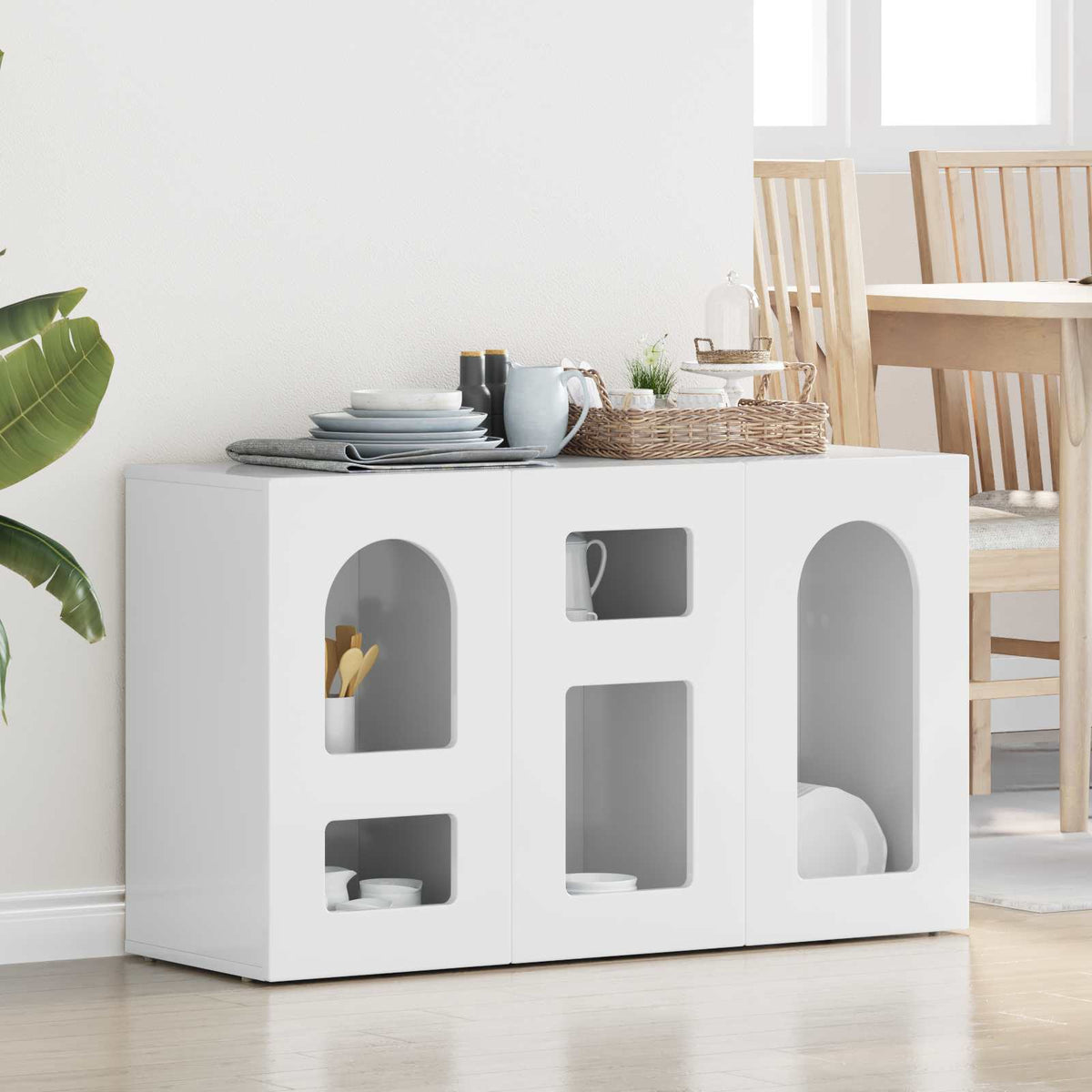 Sideboard ELST Hochglanz Weiß 100 x 35 x 59 cm Holzwerkstoff