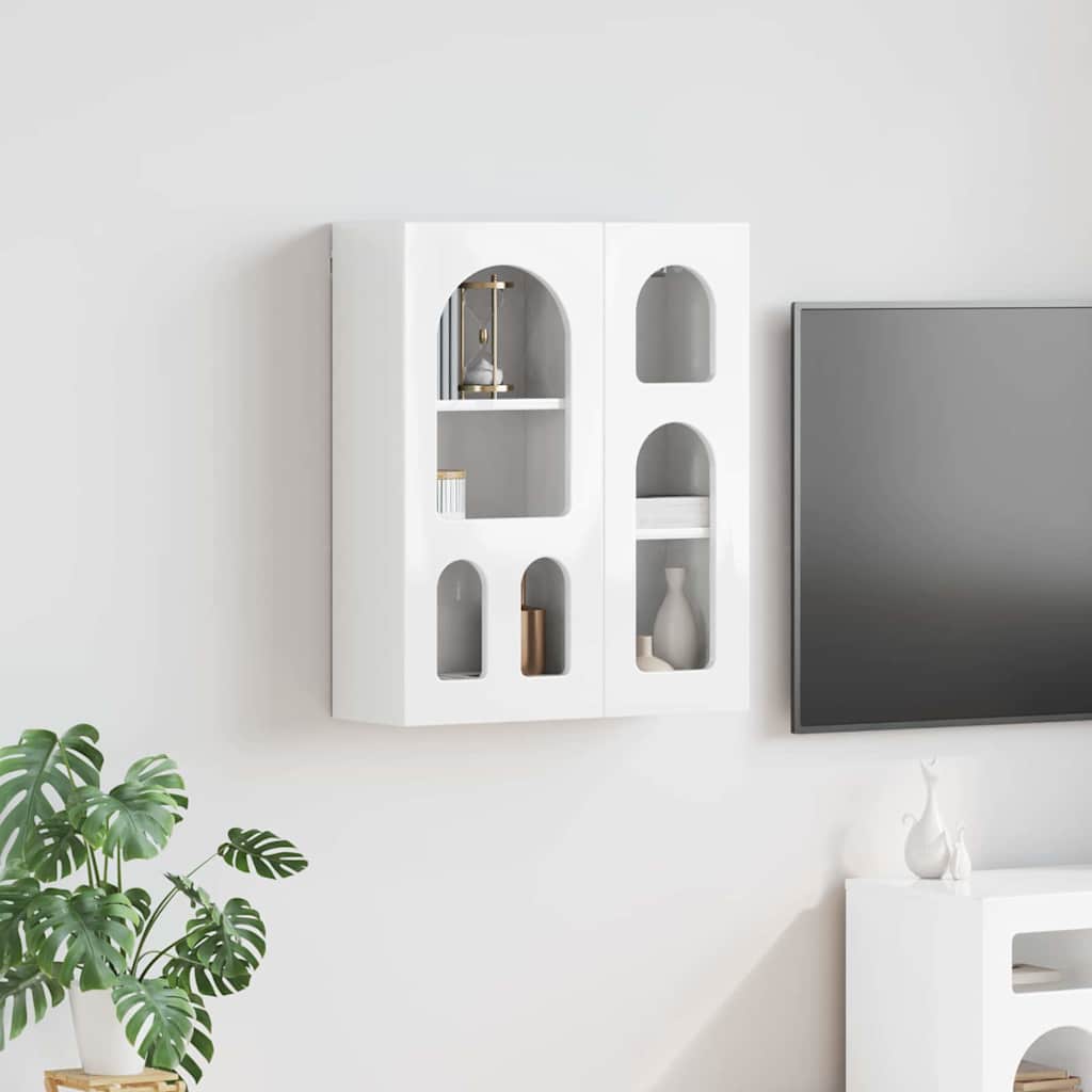Hängeschrank mit Regal ELST Hochglanz Weiß 59 x 20 x 71,5 cm
