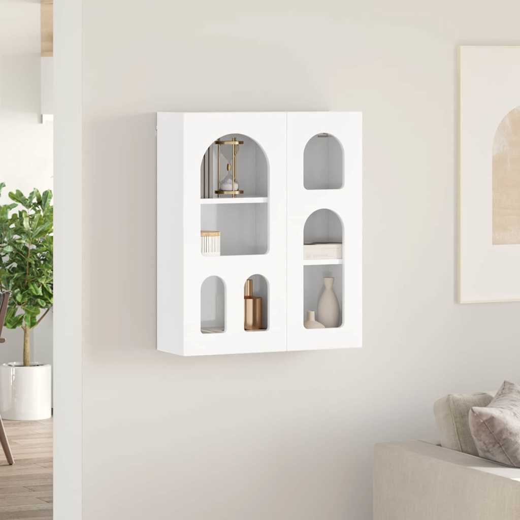 Hängeschrank mit Regal ELST Hochglanz Weiß 59 x 20 x 71,5 cm