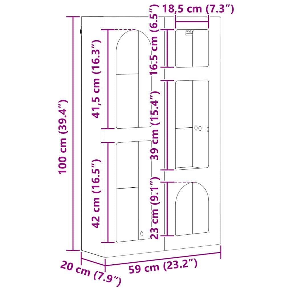 Hängeschrank ELST Altholz 59 x 20 x 100 cm Holzwerkstoff